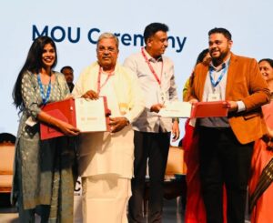 Mythri Kumar, Co-Founder, TimBuckDo, signs an MoU with Karnataka Government’s DCTE in the presence of Hon’ble CM Shri Siddaramaiah