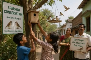 A representative image of sparrow conservation. 