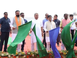 Bihar Chief Minister Samrat Choudhary flagged off environment awareness vehicle on the occasion of World Environment Day in Patna on June 5, 2026.