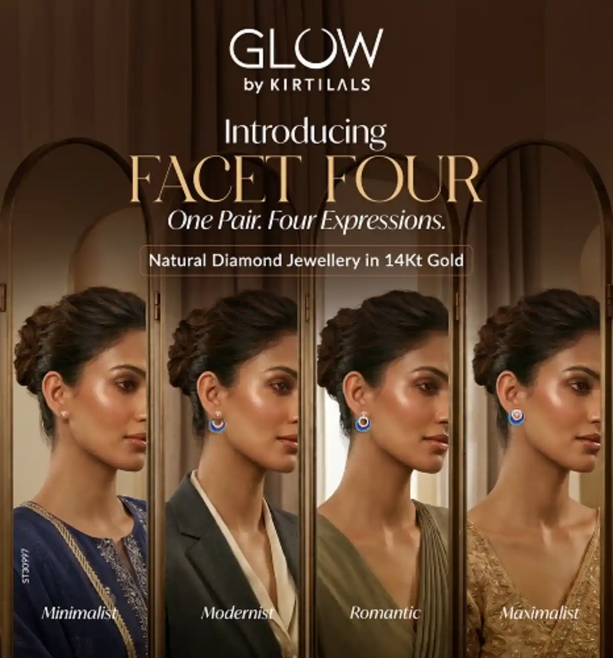 "FACET FOUR"- One Pair of Earrings, Four Distinct Styles