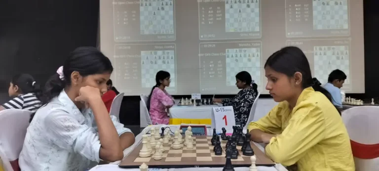 Players concentrating on their next moves in the Bihar State Sub-Junior Chess Championship in Patna on June 7, 2026.