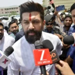 Union Minister Chirag Paswan talks to media persons in Patna on June 8, 2026.