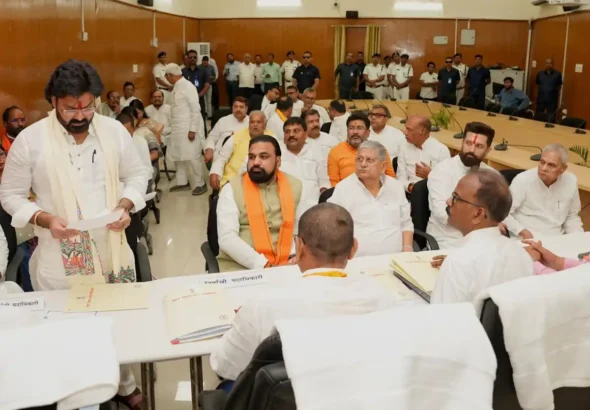 BJP candidate and Bhojpuri film actor Pawan Singh files nominations for Bihar Legilstive Council Elections in presence of Bihar Chief Minister Samrat Choudhary and other leaders in Patna on June 8, 2026.