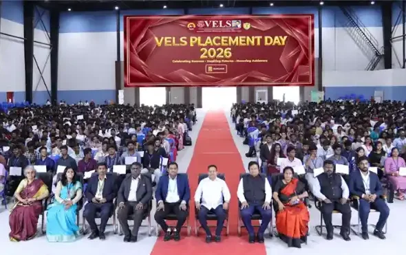 Founder Chancellor Dr. Ishari K. Ganesh with Vels University students placed through campus recruitment