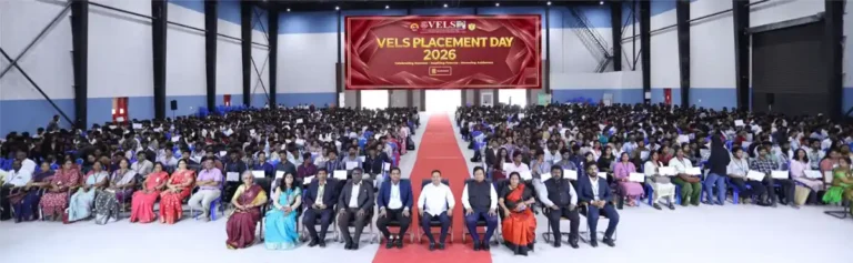 Founder Chancellor Dr. Ishari K. Ganesh with Vels University students placed through campus recruitment