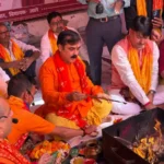 Havan, Sundarkand, and Maha Aarti held at MLA Jivesh Kumar’s residence to mark 12 years of Modi government in Patna on June 10, 2026.