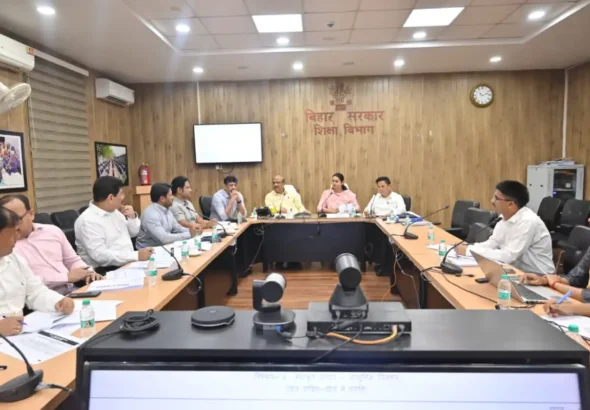 Sports Minister Shreyasi Singh chairs a high-level review meeting at Vikas Bhavan, Patna, on Thursday to assess sports infrastructure projects, talent development programmes and the state’s future sports action plan.