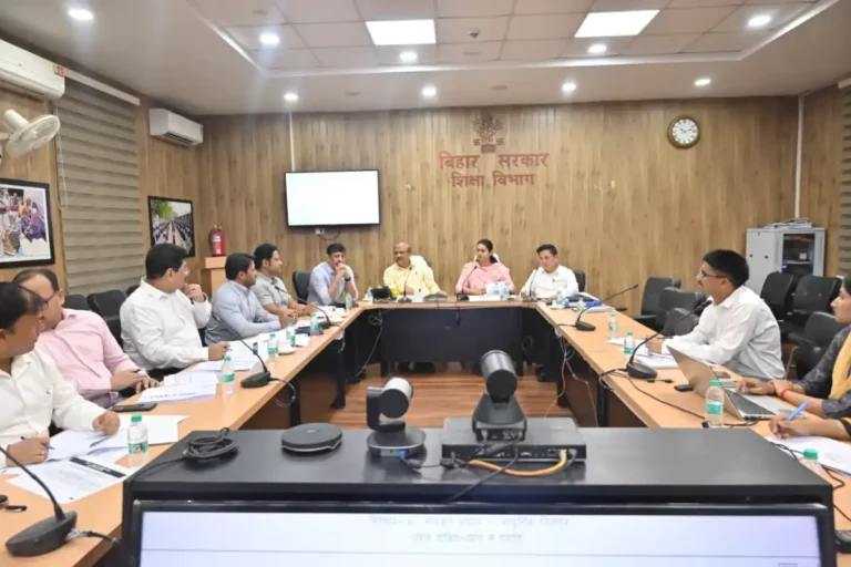 Sports Minister Shreyasi Singh chairs a high-level review meeting at Vikas Bhavan, Patna, on Thursday to assess sports infrastructure projects, talent development programmes and the state’s future sports action plan.