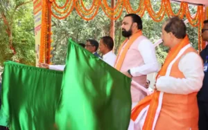 Bihar Chief Minister Samrat Choudhary flags off agriculture knowledge van from Patna on June 14, 2026.