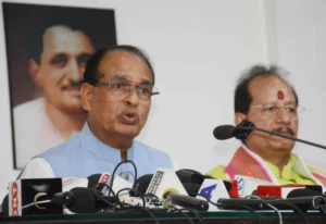 Union Agriculture Minister Shivraj Singh Chouhan addressing a press conference in Patna on June 17, 2026.