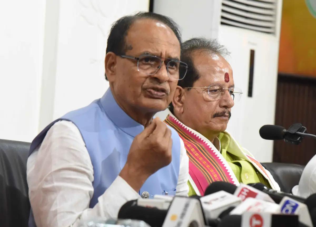 Union Agriculture Minister Shivraj Singh Chouhan addressing a press conference in Patna on June 17, 2026.