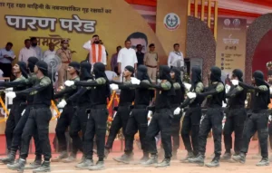Newly recruited home gaurds displaying their skills in the passing out parade in Patna on June 18, 2026.