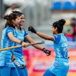 Indian team celebrates their semifinal victory in Women's Nation Cup.
