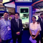 (L-R) Chetan Walunj, Founder, Repos Energy; Piyush Goyal, Union Minister of Commerce and Industry; and Aditi Bhosale Walunj, Founder, Repos Energy, at VivaTech 2026, Paris