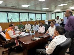 Bihar Agriculture Mnister Vijay Kumar Sinha chaired a review meeting of his department in Patna on June 20, 2026.