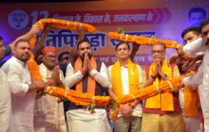 Bihar Chief Minister Samrat Choudhary was felicitated in Ati Pichhda Varg Abhinandan-cum-Thanksgiving Ceremony in Patna on June 22, 2026.