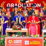 Prof. G. Ravi confers degrees at Chennais Amrita International Institute of Hotel Management graduation ceremony with Chairman R. Boomee Naathan, COO Bhanumathi and Dean Suren