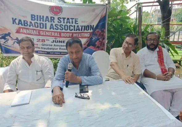 BSKA's Chief Patron Anjani Kumar Singh addressing the AGM.