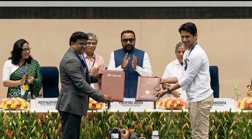 Dr. Kashinath Samagandi, Director, Morarji Desai National Institute of Yoga at the signing ceremony between MDNIY and Habuild