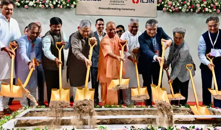 UP Chief Minister Yogi Adityanath and Union Minister Ashwini Vaishnaw jointly laid the foundation stone for electronics manufacturing projects in Jewar on June 27, 2026.