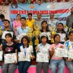 All the position holders of Bihar State Under-17 Open and Girls' FIDE Rating Chess Championship in Sitamarhi.