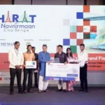 Shri Nitin Gadkari, Union Minister for Road Transport & Highways, felicitating winners of the Inaugural Bharat Nav-Nirmaan Challenge 2025-26 Grand Finale organised by NICMAR