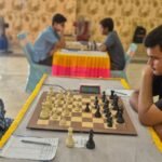 A view of the game between Jayesh Mishra (White) and Praneet Sinha (Black).