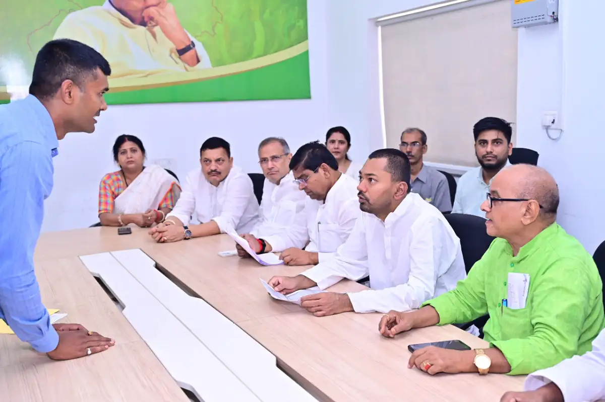 Bihar Health Minister Nishant Kumar at Public Grievance Hearing in JD(U) office in Patna on July 1, 2026.