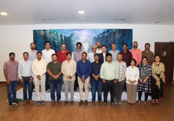 Vice Chancellor Ch Satish Kumar and SRM AP leadership, along with prestigious research grant recipients