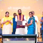 Bihar Chief Minister Samrat Choudhary gives away appointment letter to Bihar athlete in Patna on July 24, 2026.
