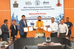 A Memorandum of Understanding (MoU) was signed and exchanged between the Bihar Industries Department and Mahashakti Group in the presence of Bihar Chief Minister Samrat Choudhary in Patna on July 30, 2026.
