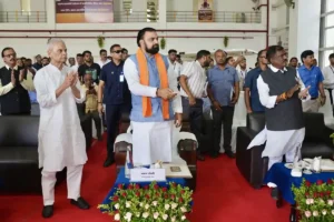Bihar Chief Minister Samrat Choudhary inaugurated the newly built hangar of the Bihar Flying Institute at the Patna Airport premises by cutting the ribbon and unveiling the foundation plaque on July 18, 2026.