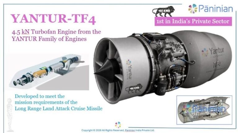 Yantur 4.5 kN Turbofan Engine for Cruise Missile Applications from Paninian Aerospace