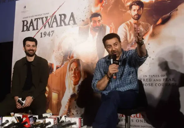 Bollywood star Sunny Deol and his son Karan Deol took part in the promotional event of the film Bantwara 1947 in Patna on August 2, 2026.