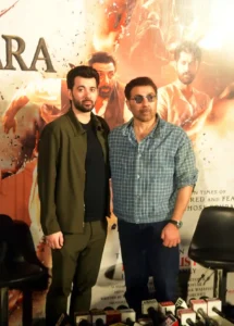 Bollywood star Sunny Deol and his son Karan Deol took part in the promotional event of the film Bantwara 1947 in Patna on August 2, 2026.