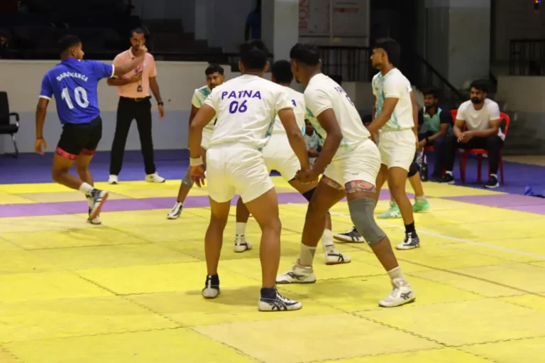Players in action during The 52nd Bihar State Junior Boys' Kabaddi Championship in Patna on August 5, 2026.