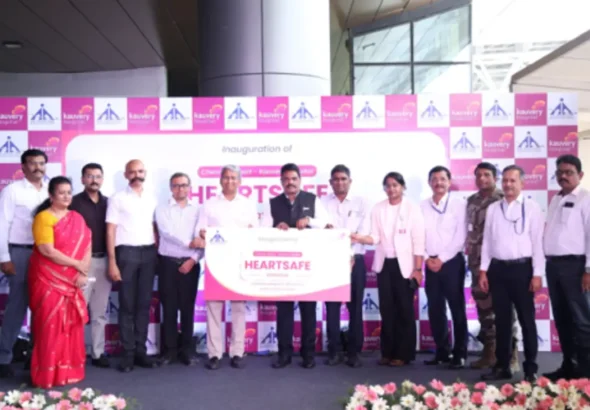 Kauvery Hospital and Chennai Airport inaugurated the HeartSafe Initiative by commissioning 13 AEDs (Automated External Defibrillators) at the airport