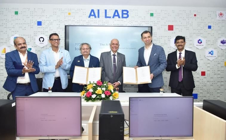 MAHE, Microsoft & Hitachi Systems India leadership at the launch of the AI Lab at TAPMI Manipal