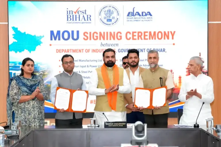 Bihar government signed Memorandums of Understanding (MoUs) worth nearly ₹51,600 crore with leading industrial groups in the presence of Chief Minister Samrat Choudhary in Patna on August 6, 2026.