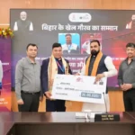 Bihar Chief Minister felicitates para athlete Soman Rana on National Sports Day in Patna on August 29, 2026.