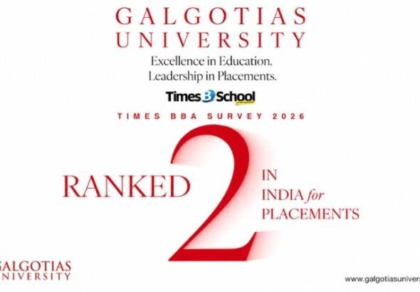 Galgotias University ranks #2 in India for Placements in the Times BBA Survey 2026