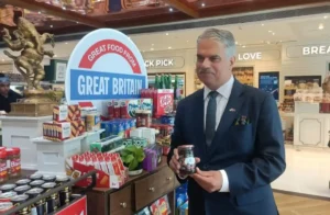 Harjinder Kang, His Majesty's Trade Commissioner for South Asia and British Deputy High Commissioner for Western India launching the month long UK Retail Campaign at Food Square, Mumbai