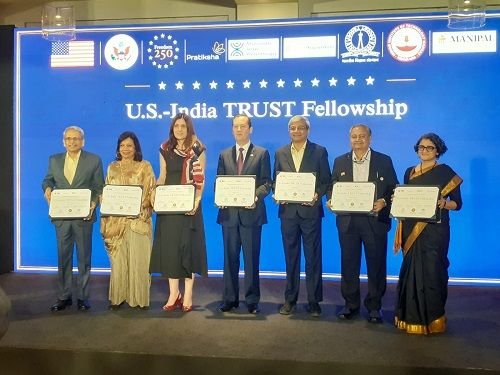 Dr Sharath K. Rao, Vice Chancellor, MAHE, with Mr Sergio Gor, US Ambassador to India, and other dignitaries at the US-India TRUST Fellowship 2026-27 in Bengaluru