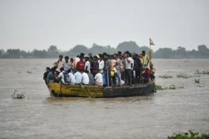 Stranded people are being evacuated from Raghopur Diyara on September 8, 2026.