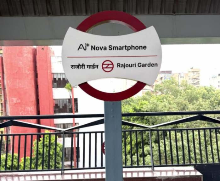 Ai+ Smartphone Takes Over Rajouri Garden Metro Station in Landmark Delhi Metro Association