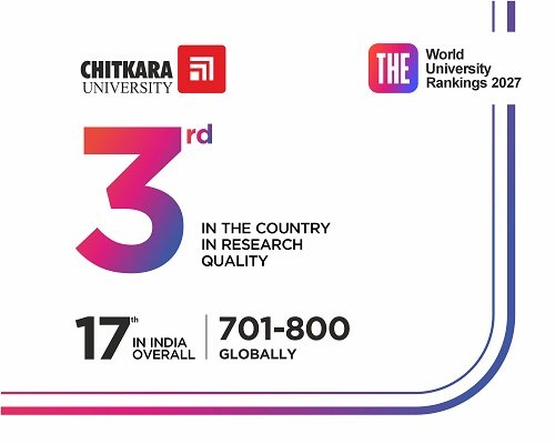 Chitkara University Ranks 3rd in India for Research Quality | #17 Overall | Top 701-800 Globally